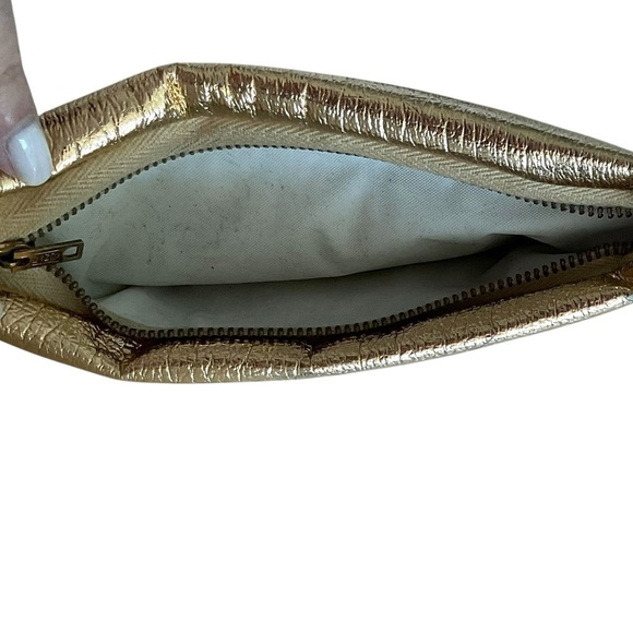 Vintage 60s Metallic Gold Lame Evening Bag Clutch Retro Glam Kiss Lock/Zip - Picture 5 of 5